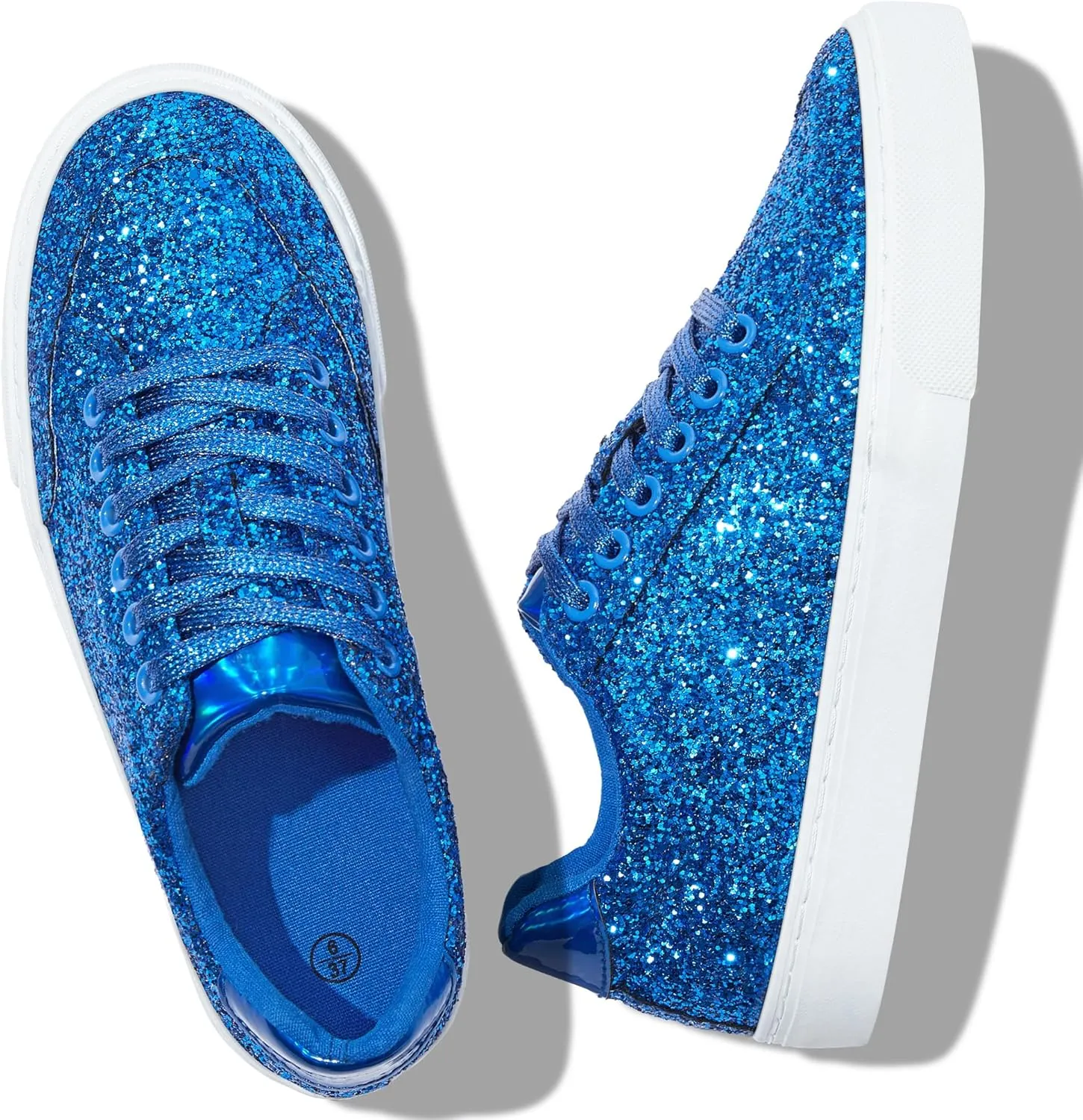 Jeekopeg Glitter Sparkly Fashion Sneakers Shoes Shiny Casual Shoes Bling Sequin Concert Low Cut Lace up Shoes