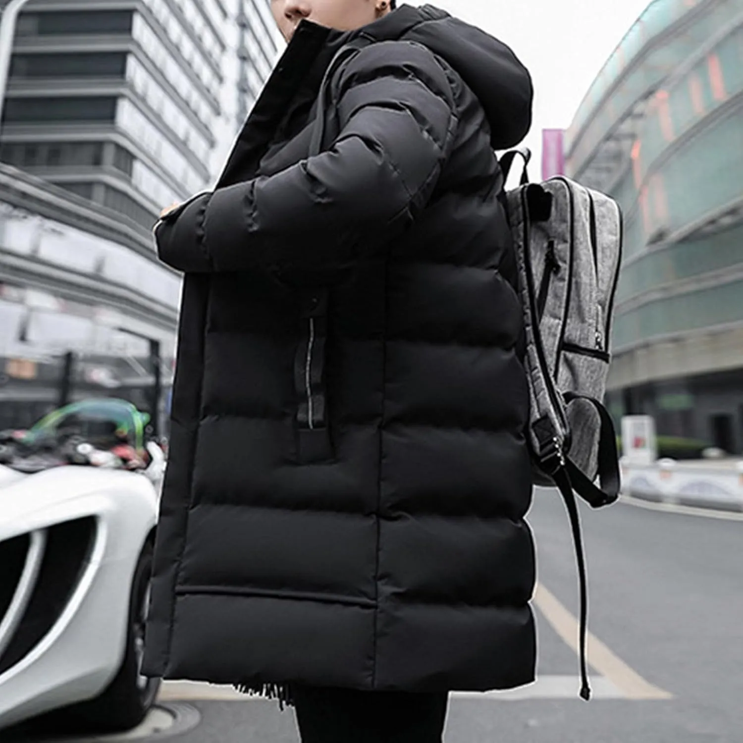 JEShifangjiusu Men'S Winter Warm Down Coats Water-Repellent Windproof Thicken Parkas Long Hooded Padded Puffer Jacket