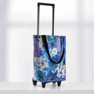 JSEIAJB Shopping Bag with Wheels Handbag Straps Folding Utility Trolley Grocery Cart Handle for Women Travel Trip Vacations Camping(D)