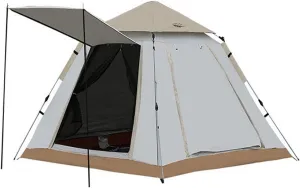 JSWHYBD Adult Automatic Pop Up Camping Tent Portable Quick Open Hiking Tent Outdoor Tent Camping Tent 5-8 Person Park Tent Camping Complete Set Indoor Tent Backpacking 240 * 240 * 155cm Ricecolor