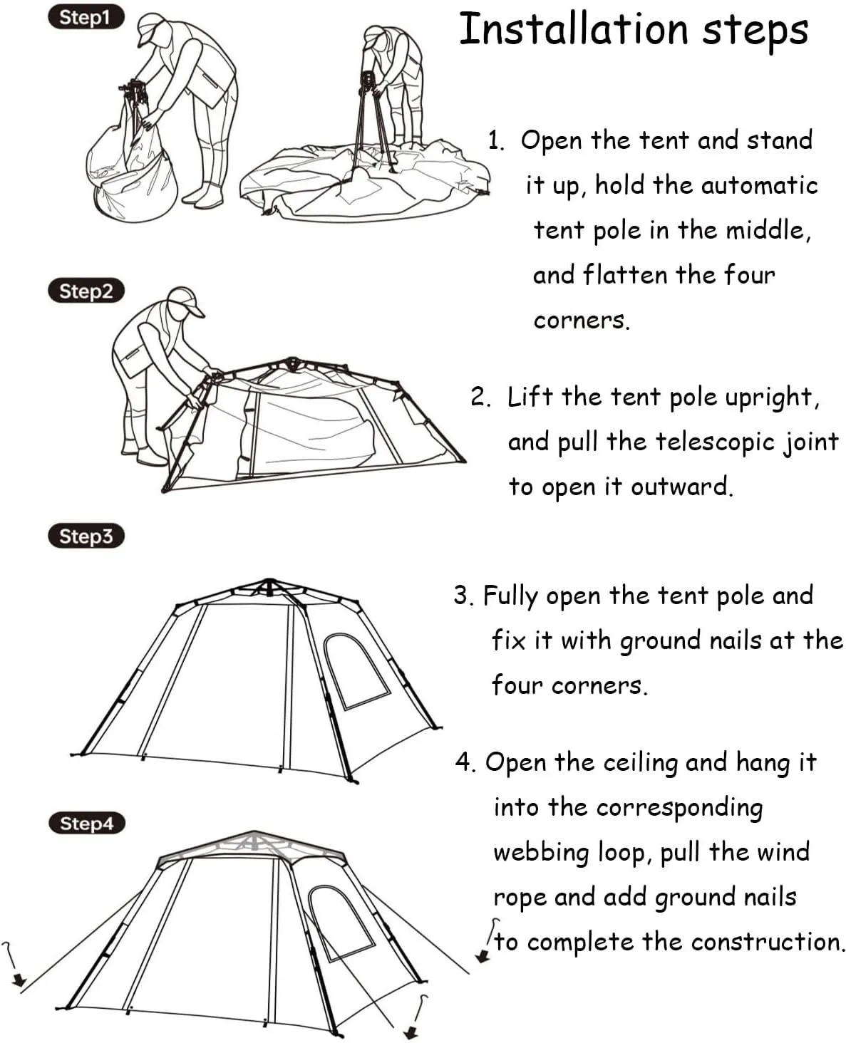 JSWHYBD Adult Automatic Pop Up Camping Tent Portable Quick Open Hiking Tent Outdoor Tent Camping Tent 5-8 Person Park Tent Camping Complete Set Indoor Tent Backpacking 240 * 240 * 155cm Ricecolor