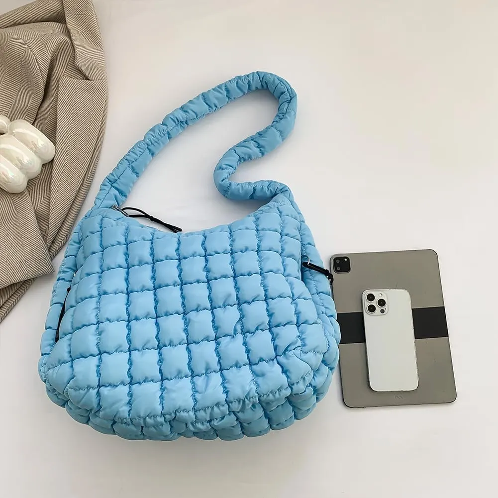 Juoxeepy Quilted Tote Crossbody Women's Puffy Hobo Bag with Padding