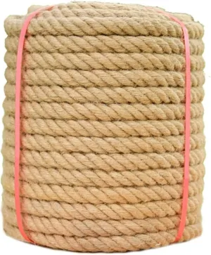 Jute Rope(4/5inchX100ft) Twisted Hemp Rope for Crafts， Landscaping, Home Décor, Tug of War Ropes，Swing，and Gardening, Strong, and Durable