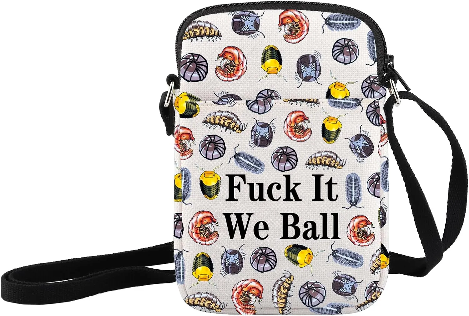 JXGZSO Funny Bug Crossbody Bag Isopod Lover Gift F It We Ball Isopod Shoulder Bag Dangomushi Merch Entomologist Inspired Gift