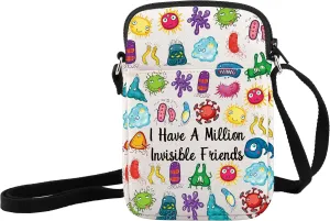 JXGZSO Funny Science Crossbody Bag I Have A Million Invisible Friends Shoulder Bag Lab Tech Gift