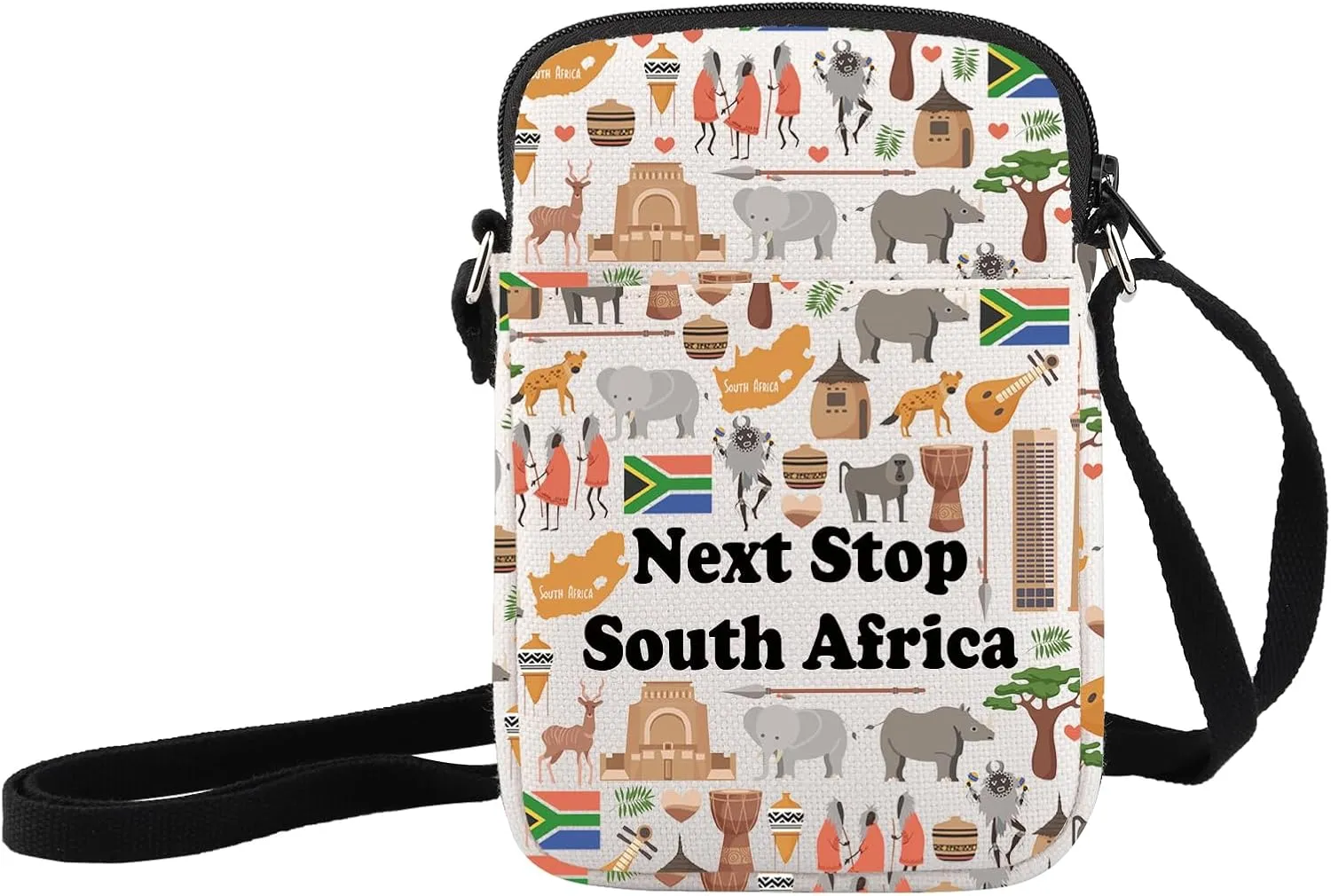 JXGZSO South Africa Symbols Gift Next Stop South Africa Crossbody Bag South Africa Trip Shoulder Bag Africa Travel Gift