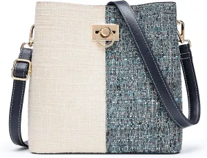 KALIDI Crossbody Purses for Women Vegan Leather Bucket Bag Fashion Ladies Crossbody Handbag Shoulder Purse with Multi Pockets