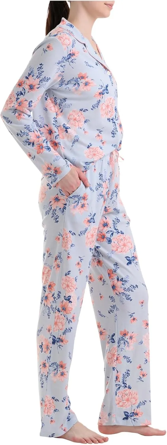 Karen Neuburger Women's Petite Gramercy Park Long Sleeve Girlfriend Pj Set