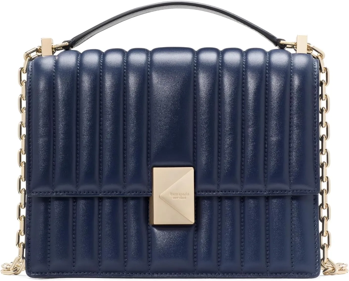 kate spade new york Deco Quilted Leather Chain Shoulder, Parisian Navy