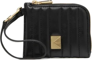 kate spade new york Deco Quilted Leather Coin Card case Wristlet, Black