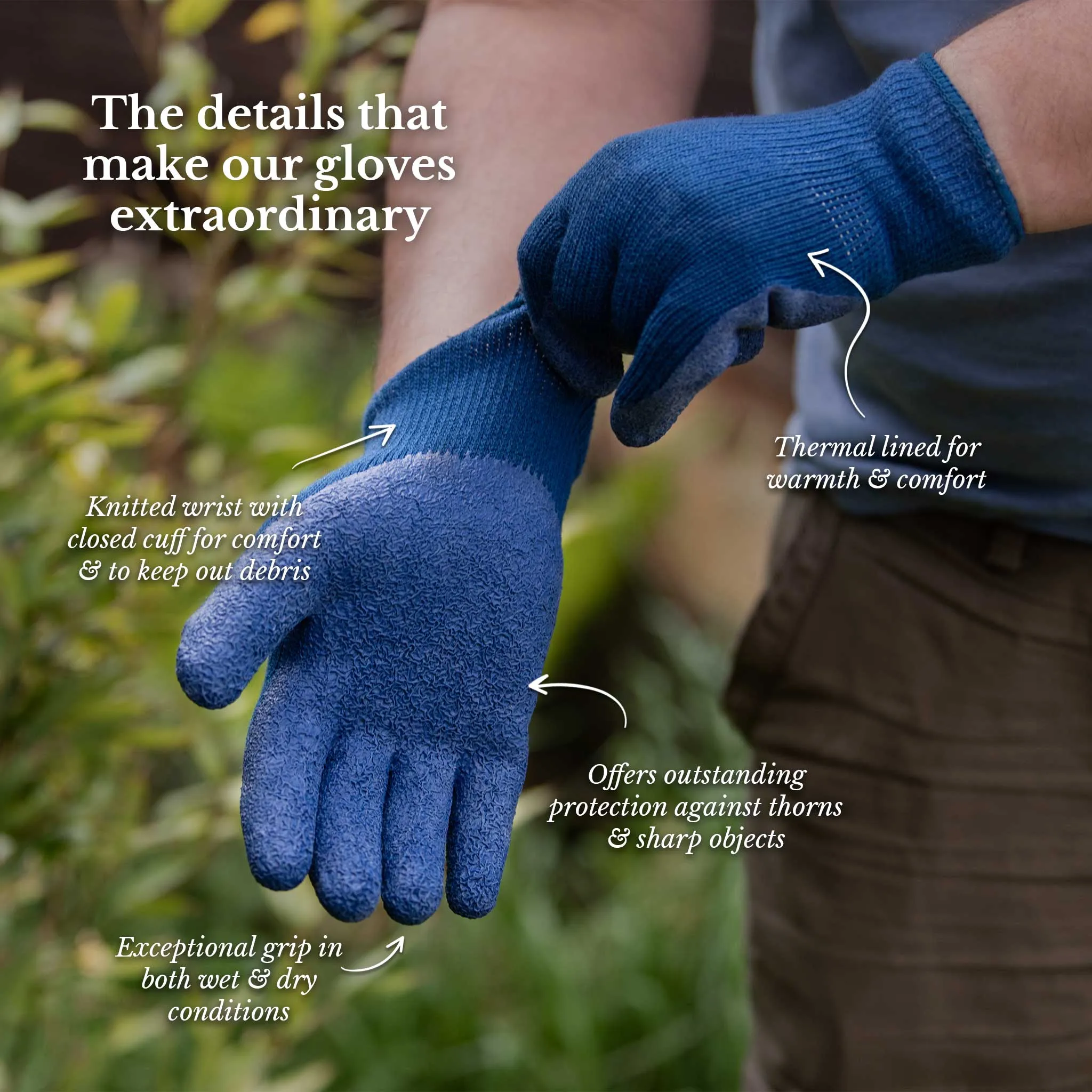 Kent & Stowe Navy Thermal Ultimate All Round Gardening Gloves - Men's Large