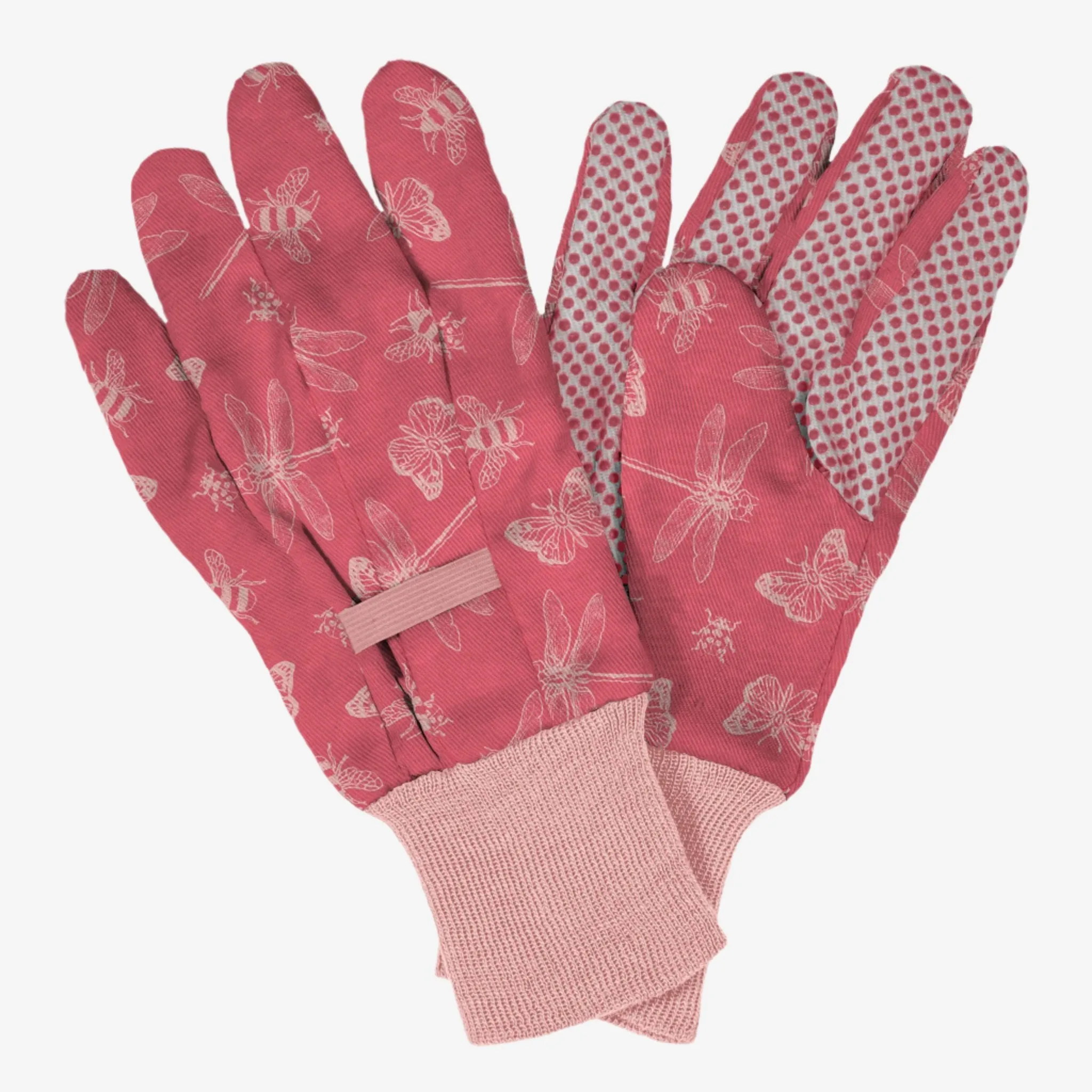 Kent & Stowe Pink Flutterbugs Print Cotton Gloves - Ladies Medium