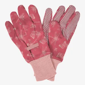 Kent & Stowe Pink Flutterbugs Print Cotton Gloves - Ladies Medium