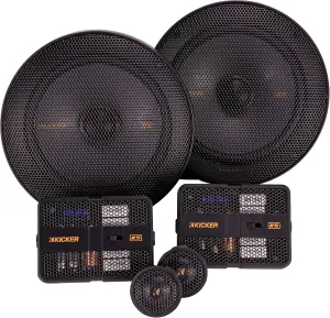 KICKER 51KSS6504 Component Speaker System, 2-Way Design, Two - 6.5" Woofers, Two - 1" Tweeters, Two - External 12dB Crossovers, 125 Watts RMS, 250 Watts Peak