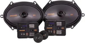 KICKER 51KSS6804 Component Speaker System, 2-Way Design, Two - 6" x 8" Woofers, Two - 1" Tweeters, Two - External 12dB Crossovers, 125 Watts RMS, 250 Watts Peak