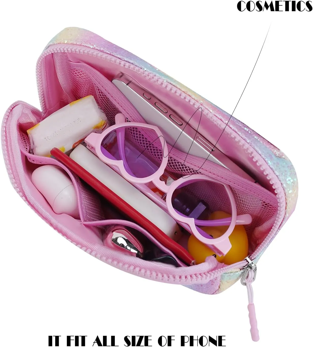 Kids Fanny Pack Glitter Waist Pack Initial Crossbody Bag Belt Bag for Girls Gifts Sparkly Cute Purse Rainbow C