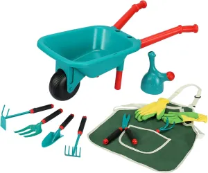 Kids Gardening Set, Includes Wheelbarrow, Watering Can,Gardening Gloves, Gardening Pruner, Hand Rake, Double Hoe, Shovel, Apron with Pocket, Outdoor Indoor Toddler Gardening Tools Set