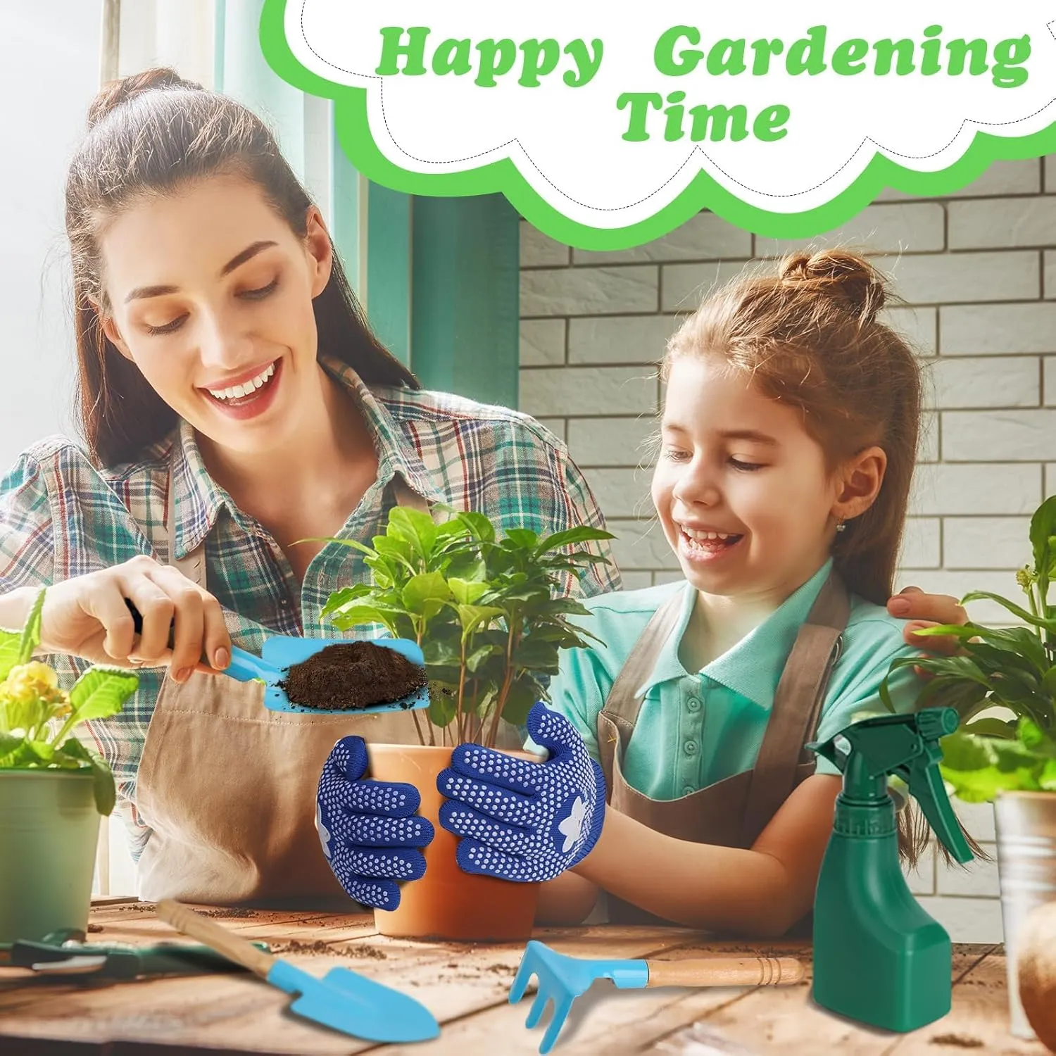 Kids Gardening Tools Set, Gardening Set for Kids, Outdoor Backyard Farm Digging Toys with Wheelbarrow Shovel, Rake, Trowel, Fork, Birthday Gifts for Boys Girls Age 3 