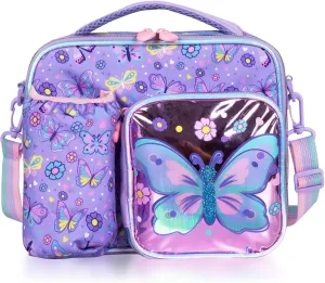 Kids Insulated Lunch Bag with Water Bottle Holder & Multiple Zippered Pocket, Fits Lunch Box & Water Bottle, Large Meal Tote for Kids, with Shoulder Strap