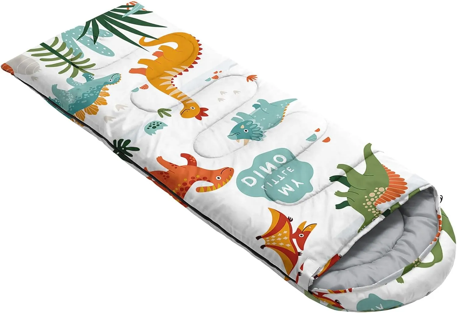 Kids Sleeping Bag for Boys Girls,Cartoon Dinosaur Print-Lightweight Warm Portable Outdoor Indoor-Waterproof Cold Weather Resistant Sleeping Bag for Camping Hiking