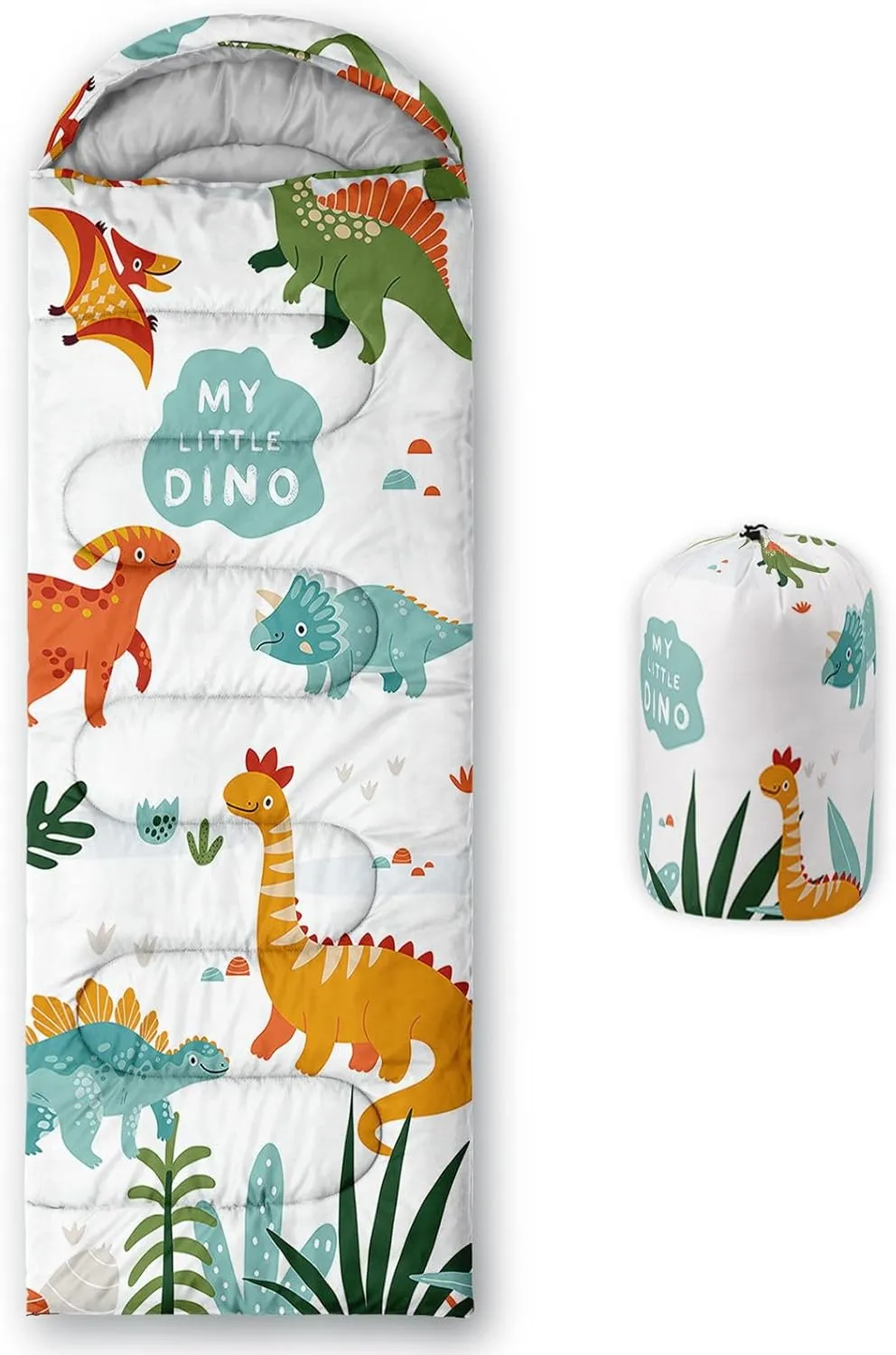 Kids Sleeping Bag for Boys Girls,Cartoon Dinosaur Print-Lightweight Warm Portable Outdoor Indoor-Waterproof Cold Weather Resistant Sleeping Bag for Camping Hiking