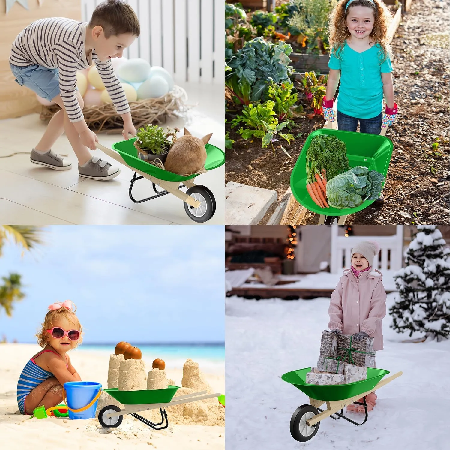 Kid's Wheelbarrow Outdoor Yard Garden Play Toys for Toddlers, Easter Birthday Halloween for Boys Girls