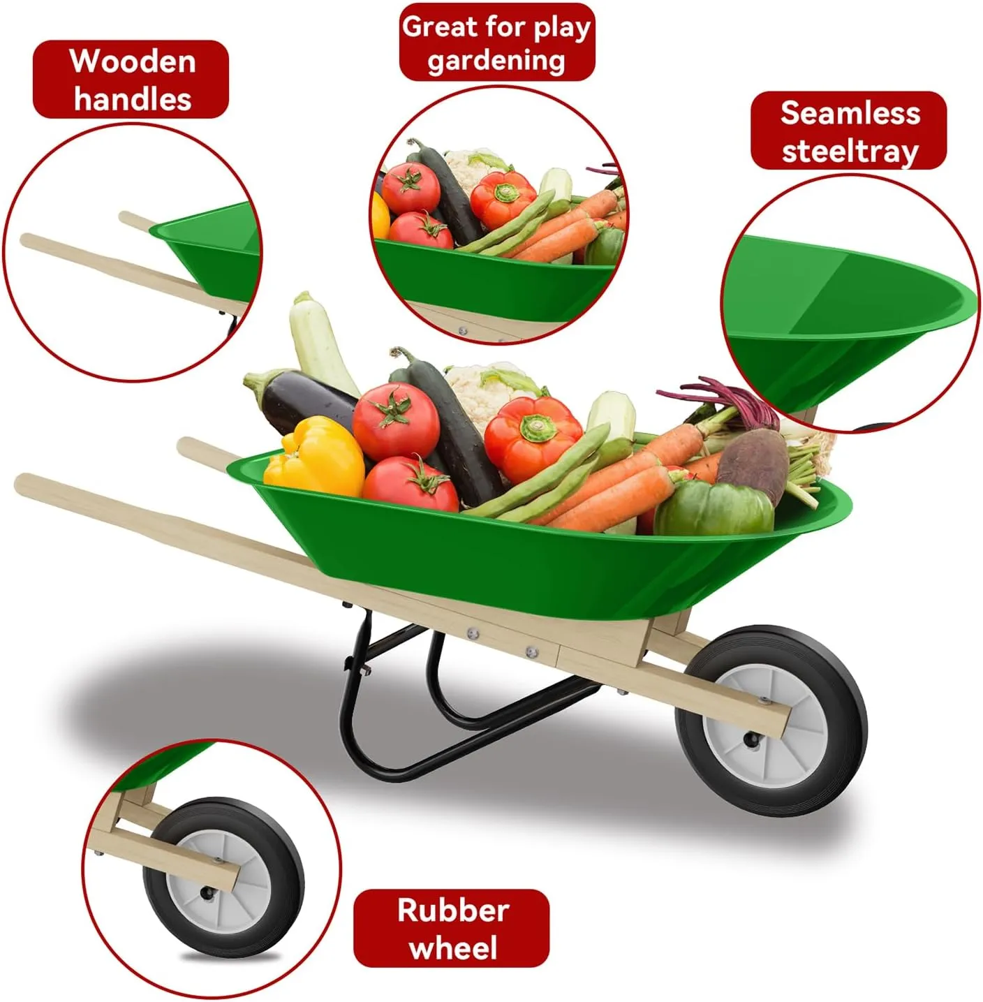 Kid's Wheelbarrow Outdoor Yard Garden Play Toys for Toddlers, Easter Birthday Halloween for Boys Girls