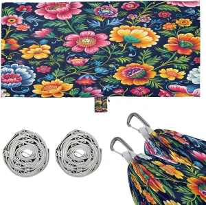 Kigai Colorful Flowers Camping Hammock Durable & Portable Travel Hammock Holds 330lbs with Tree Strapsm, Pocket, Camping Accessories