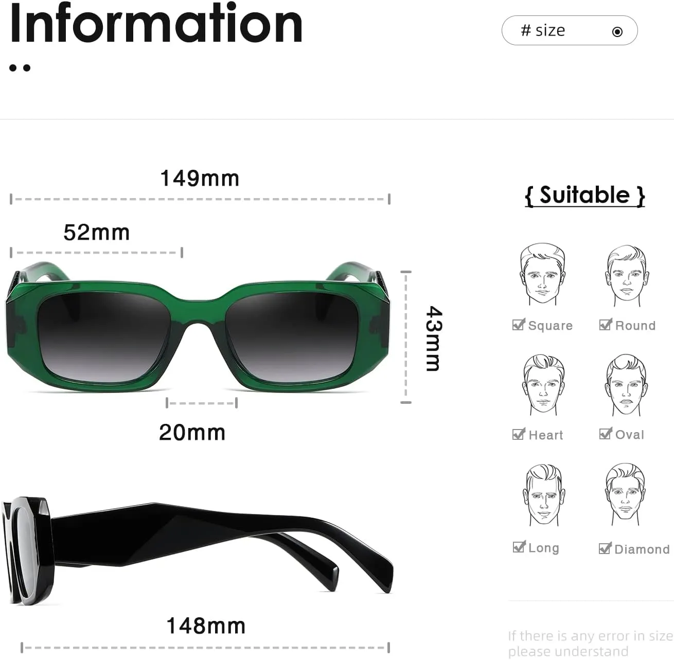 kimorn Rectangle Sunglasses for Women Men Trendy Retro Trendy Sun Glasses 90’s Vintage Square Frame K1307