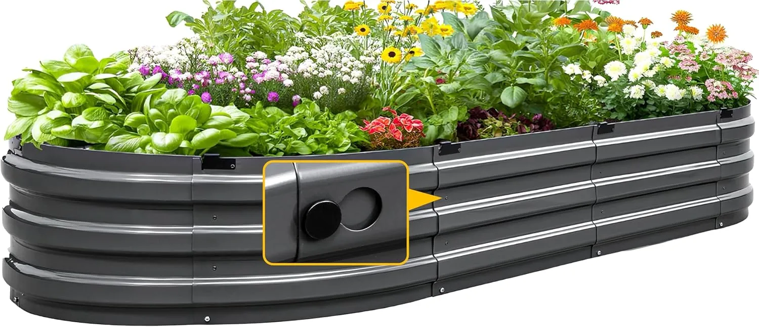 KING BIRD Raised Garden Bed Kit 2025 Upgraded Quick-Setup Galvanized Planter Garden Box Outdoor for Gardening, Vegetables, Flowers, 74x36x12 in, Dark Grey