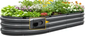 KING BIRD Raised Garden Bed Kit 2025 Upgraded Quick-Setup Galvanized Planter Garden Box Outdoor for Gardening, Vegetables, Flowers, 74x36x12 in, Dark Grey