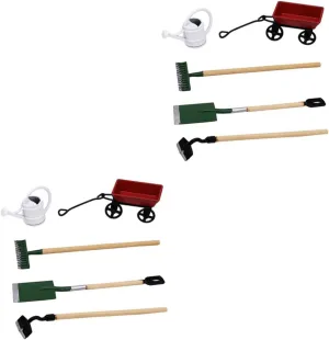 Kisangel 2 Sets Miniature Gardening Tool Kit for Micro Garden Scene Decor Mini House Accessory Safe Materials Creative Design for Dollhouse and Fairy Garden Decor