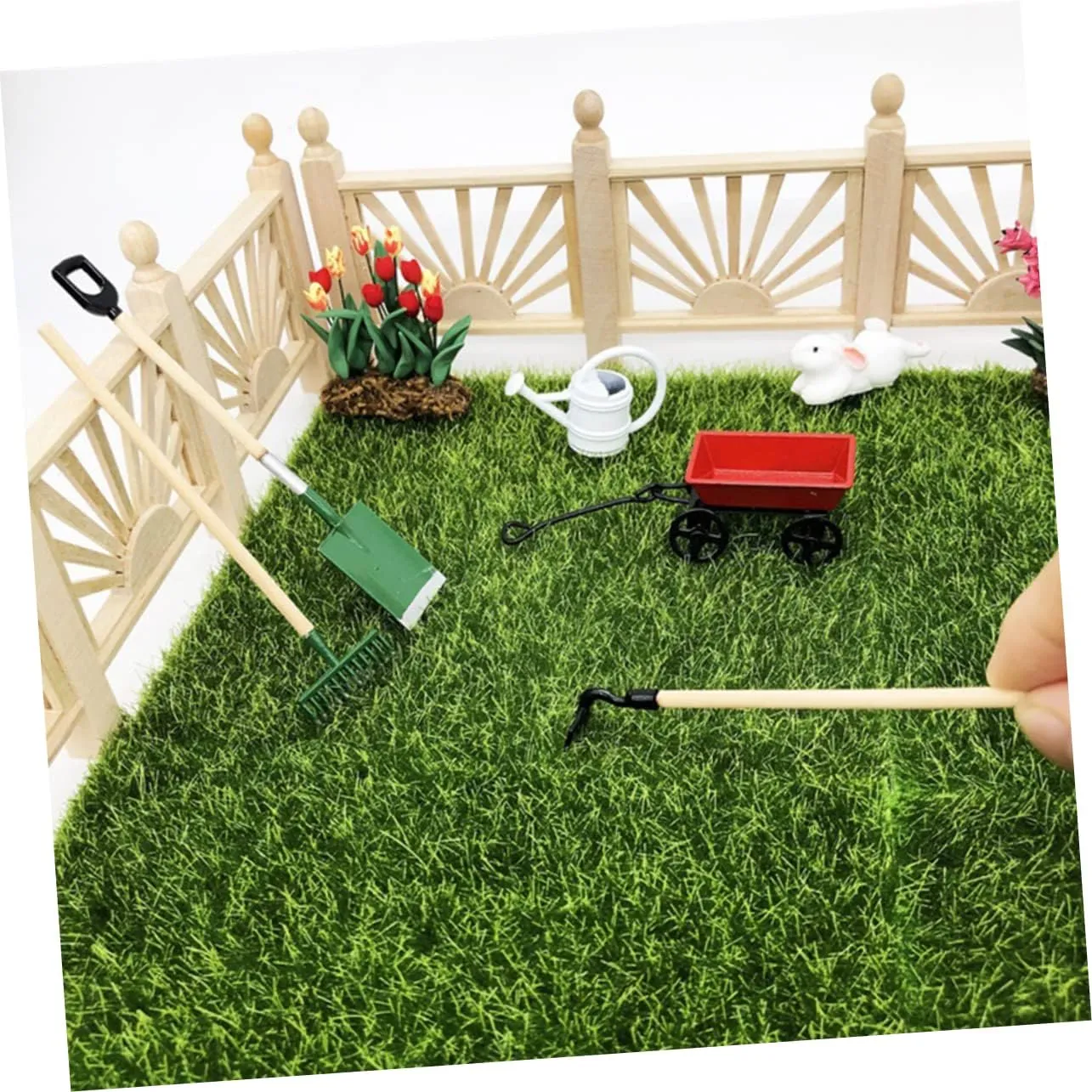 Kisangel 2 Sets Miniature Gardening Tool Kit for Micro Garden Scene Decor Mini House Accessory Safe Materials Creative Design for Dollhouse and Fairy Garden Decor