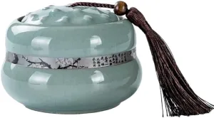 Kitchen Container Ceramic Sealed Tea Canister With Lid Home Coffee Storage Jar For Tea, Coffee, Herb, Sugar, Spice, Nuts For Loose Tea(Blue)