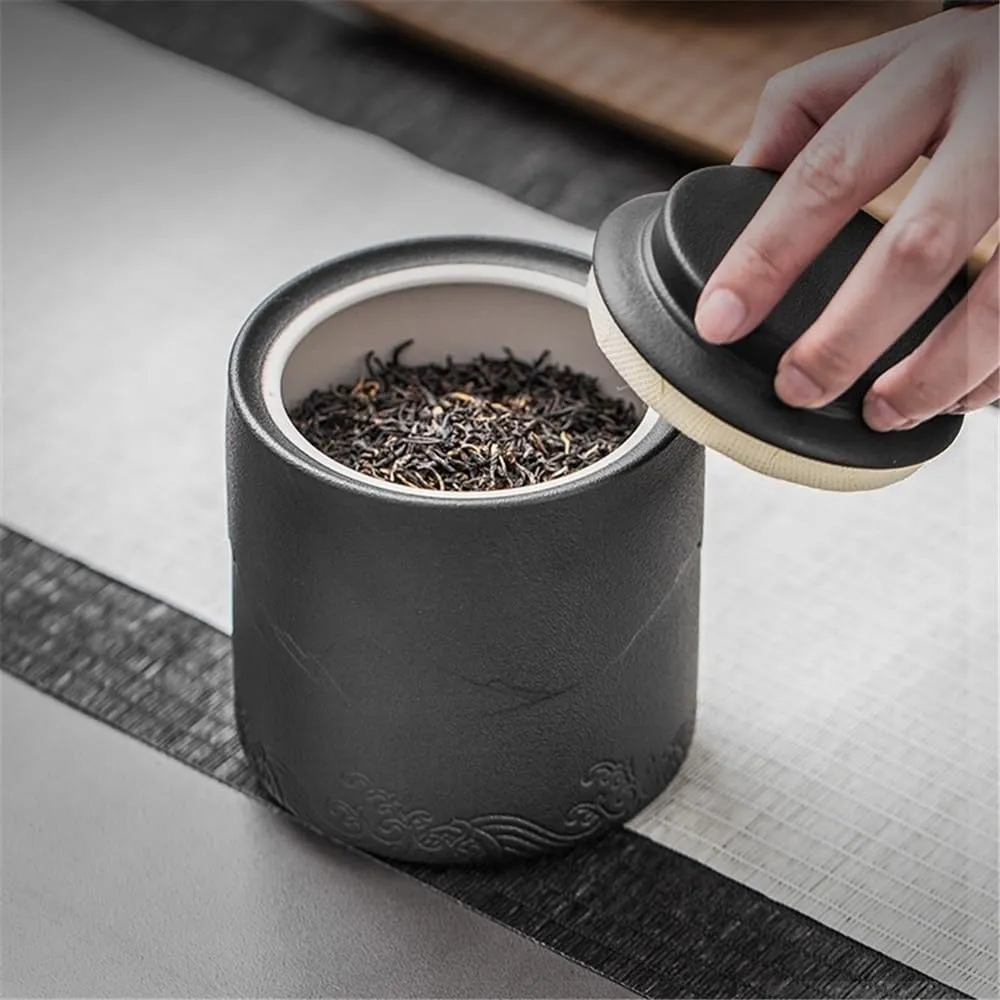 Kitchen Container Ceramic Tea Canister Household Sealed Storage Jar For Tea, Coffee, Herb, Sugar, Spice, Nuts For Loose Tea(Blue)