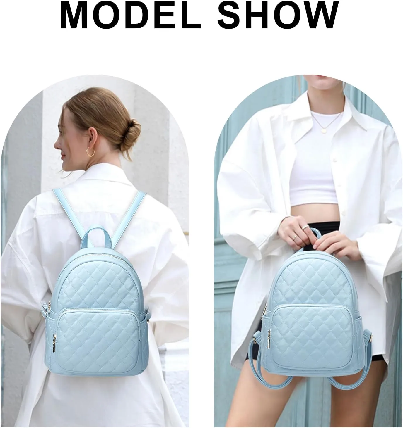 KL928 Quilted Mini Backpack for Women, PU Leather Backpack Purse Designer Satchel Bag, Small Casual Daypack for Ladies
