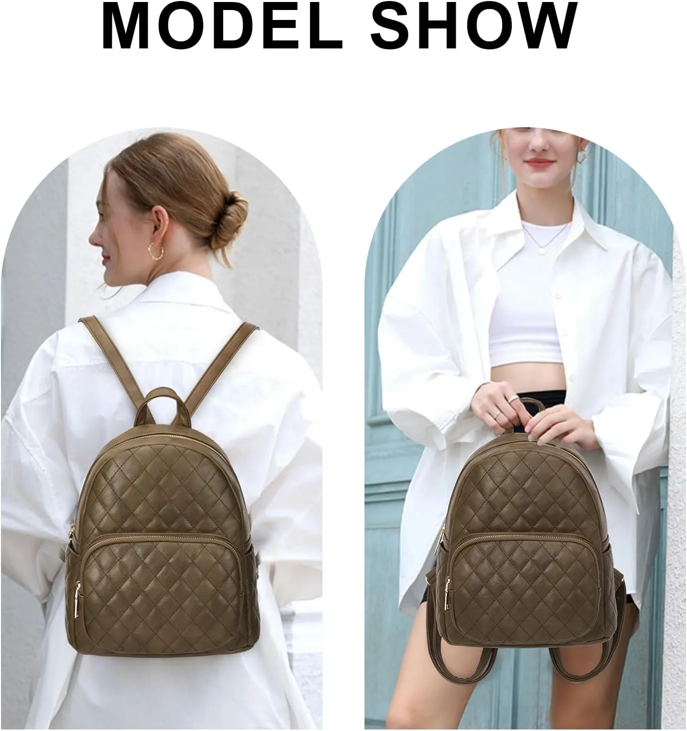 KL928 Quilted Mini Backpack for Women, PU Leather Backpack Purse Designer Satchel Bag, Small Casual Daypack for Ladies