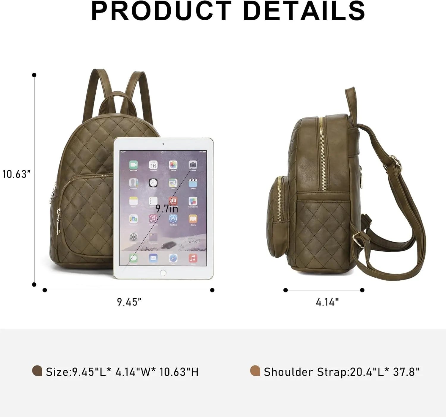 KL928 Quilted Mini Backpack for Women, PU Leather Backpack Purse Designer Satchel Bag, Small Casual Daypack for Ladies