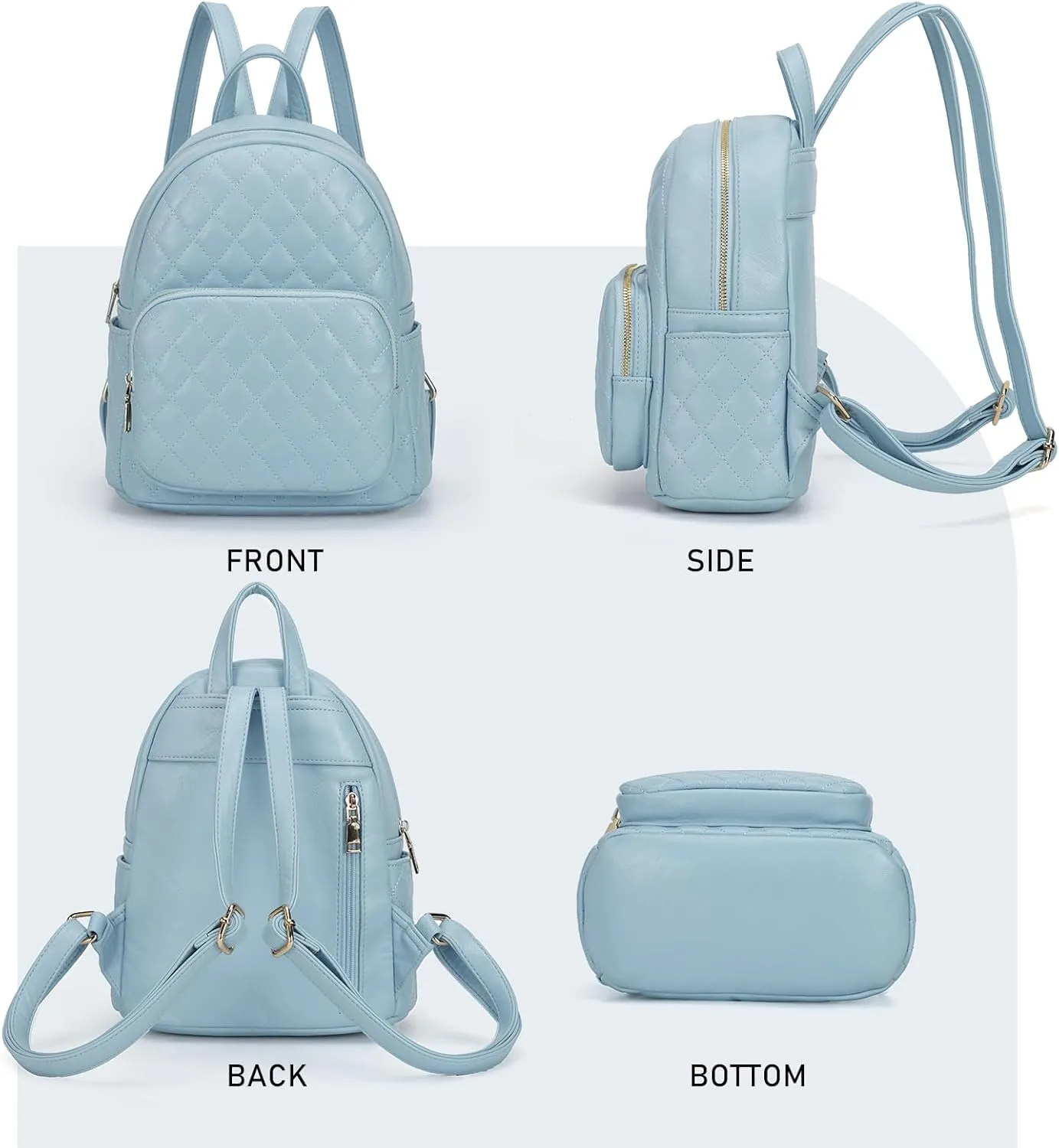 KL928 Quilted Mini Backpack for Women, PU Leather Backpack Purse Designer Satchel Bag, Small Casual Daypack for Ladies