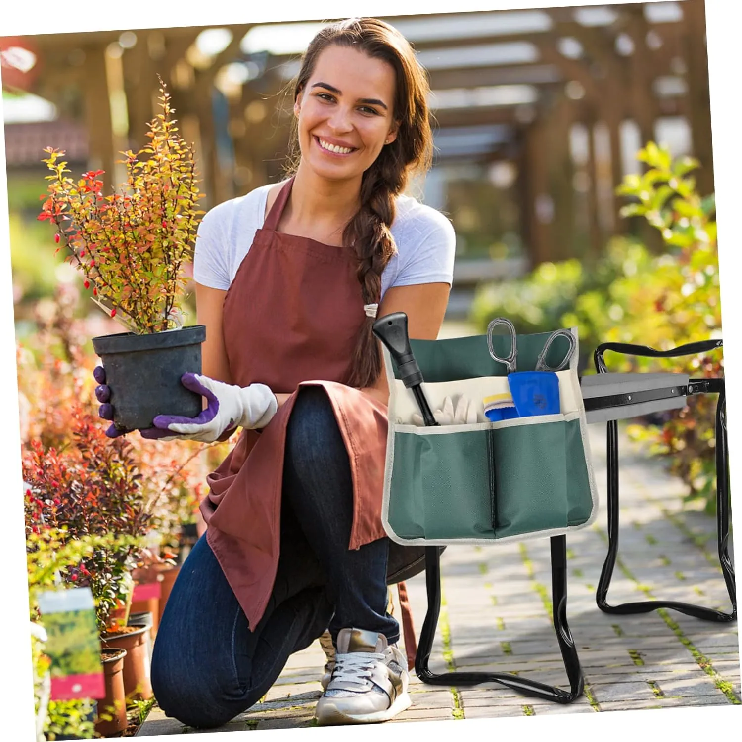 Kneeler Pouch Garden Hanging for Cloth with Hand Chair Kneeling Folding Tools Foldable Heavy Dad Organizer Tool Pockets Gardening Bag Multifunction Multi-