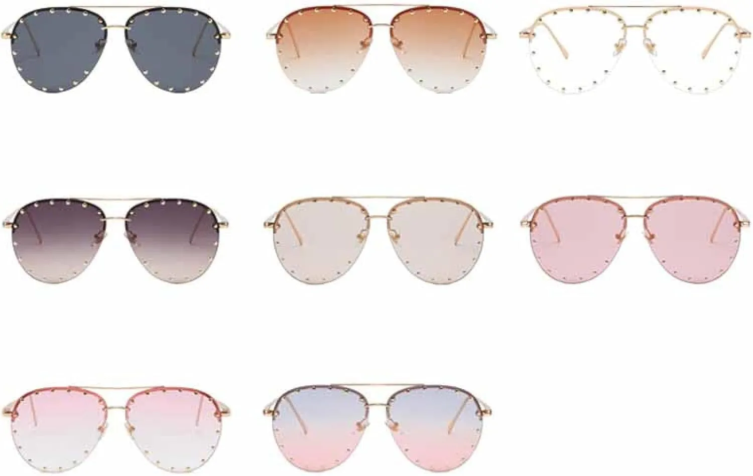Ladies Metal Rivet Sunglasses Women Luxury Glasses Cool Eyewear Shades Lady Uv400