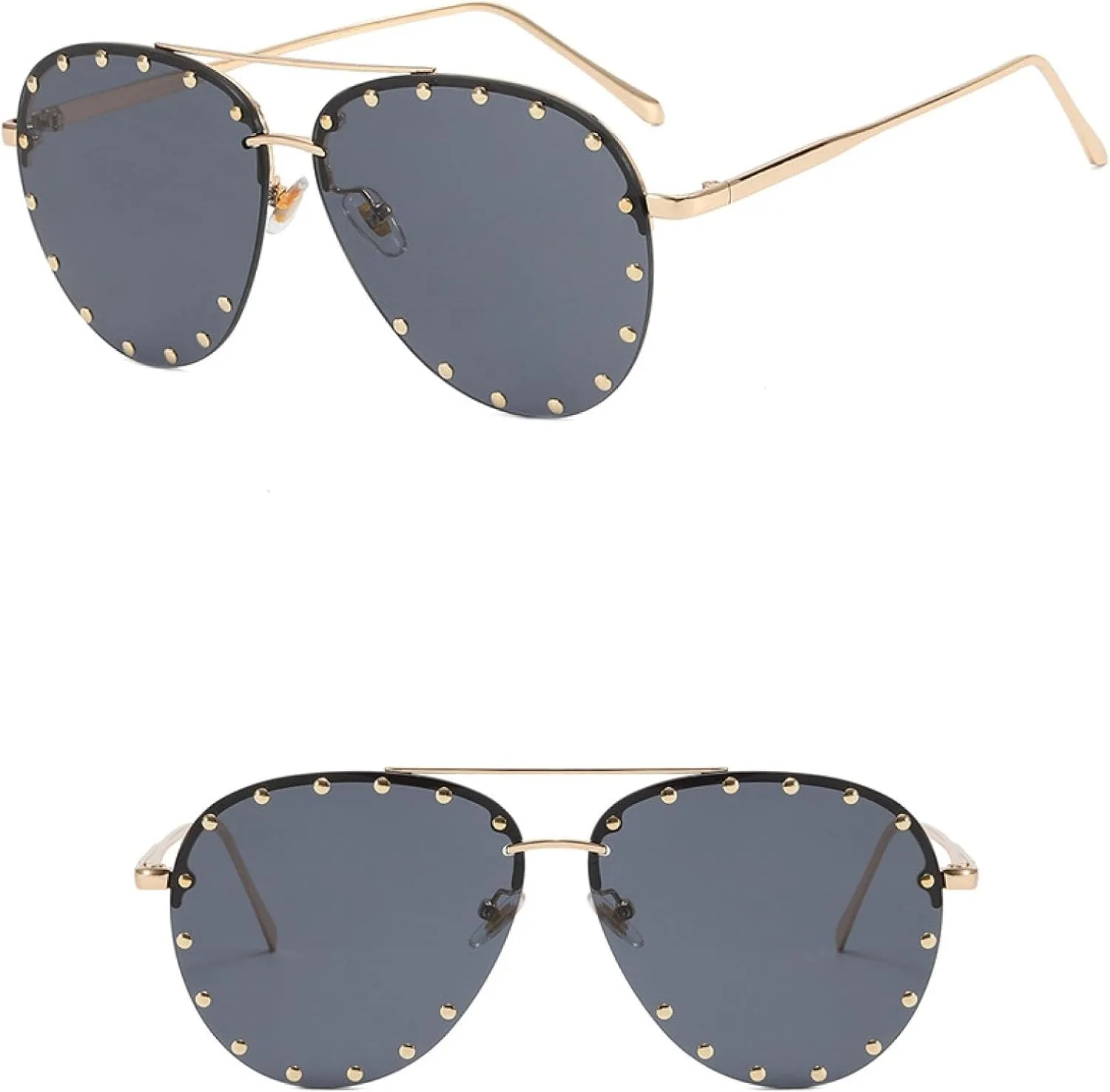 Ladies Metal Rivet Sunglasses Women Luxury Glasses Cool Eyewear Shades Lady Uv400