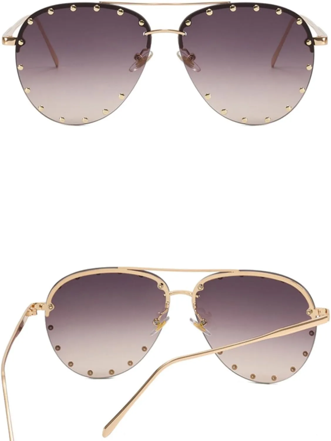 Ladies Metal Rivet Sunglasses Women Luxury Glasses Cool Eyewear Shades Lady Uv400