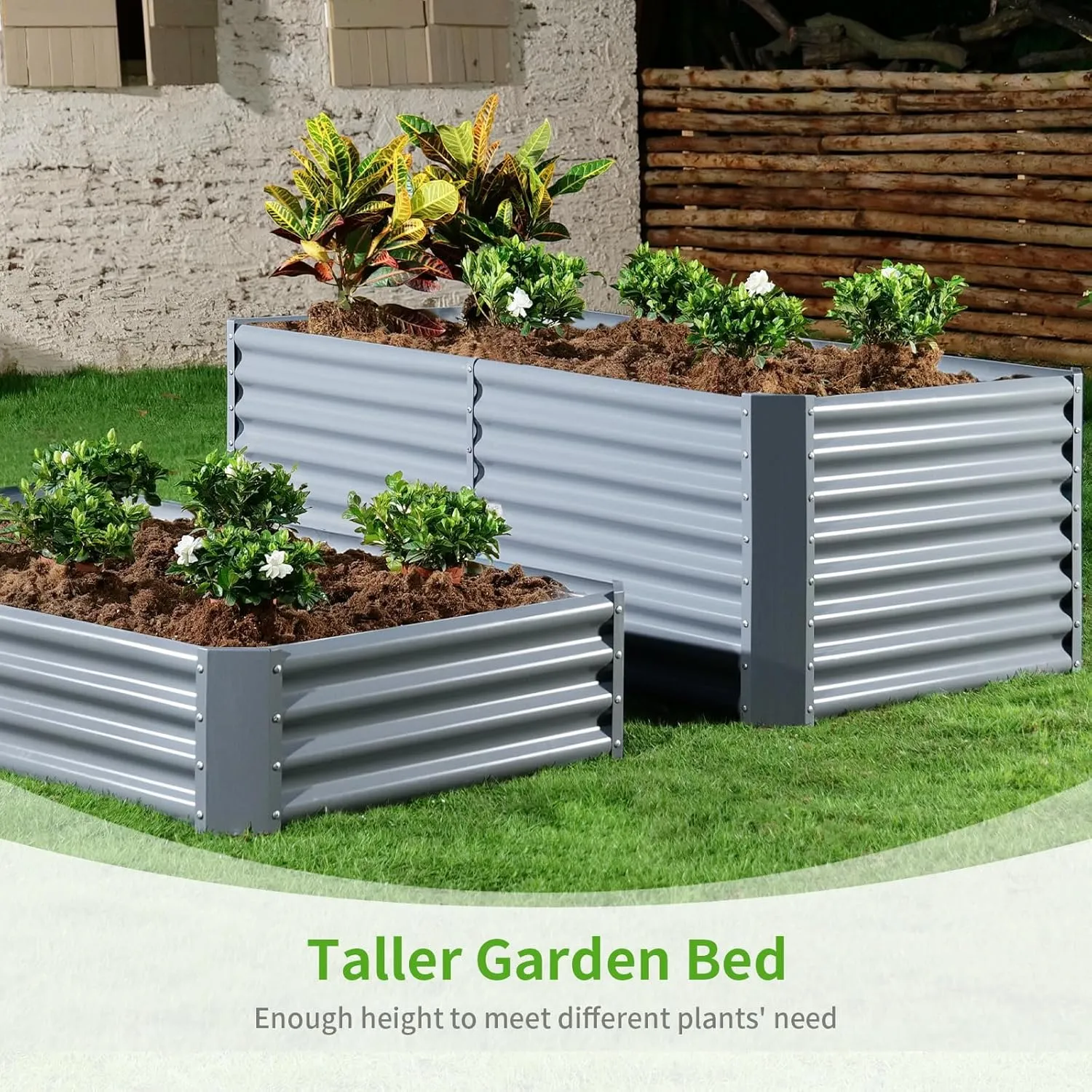 Land Guard 6×3×2ft Galvanized Raised Garden Bed, Planter Boxes Outdoor, Raised Garden Beds Outdoor for Vegetables, Flowers, Herbs, 269 Gallons, Modern Gray…