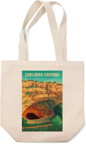 Lantern Press Carlsbad Caverns National Park, Oil Painting (100% Cotton Canvas Reusable Tote Bag)