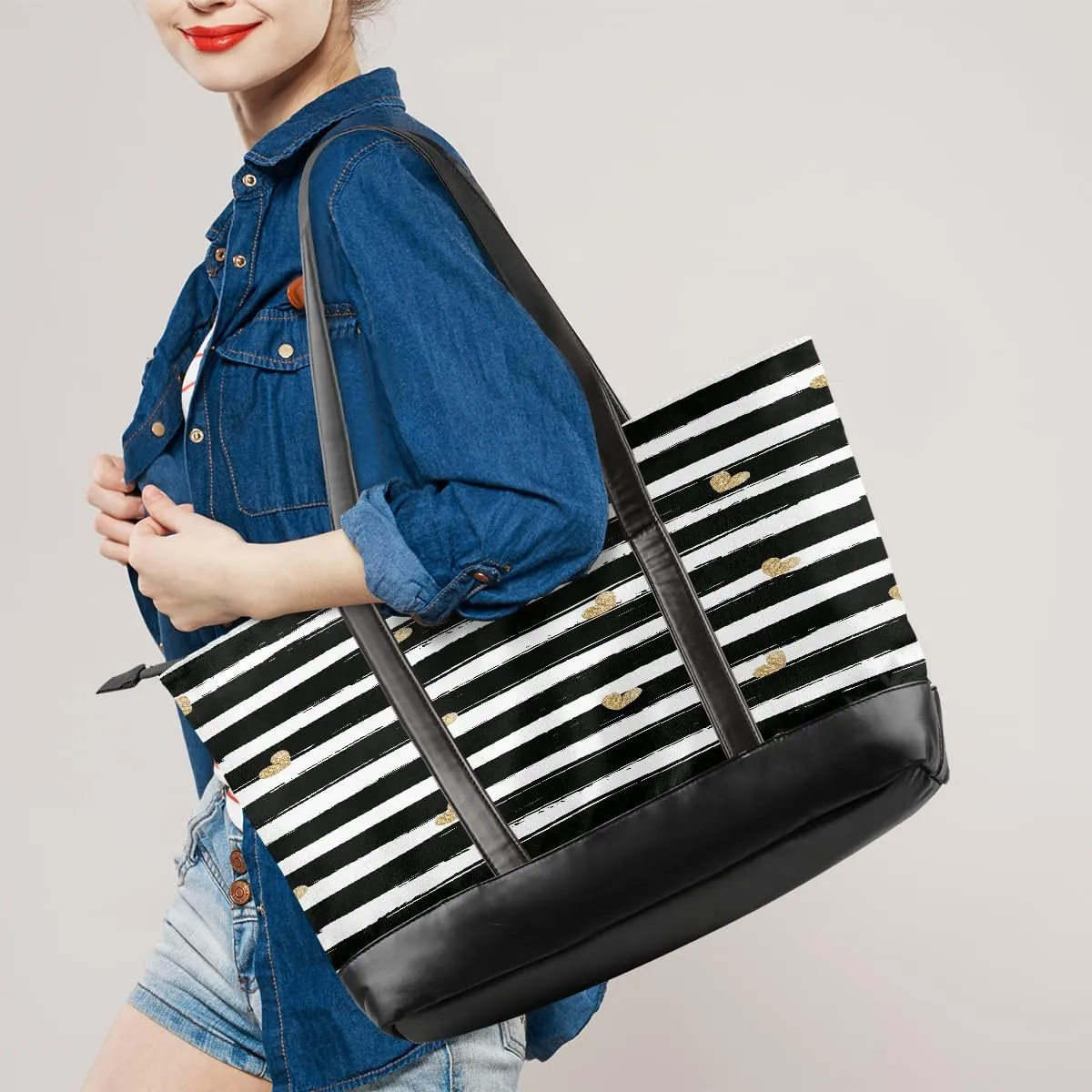 Laptop Tote Bag for Women Girls Large Canvas Shoulder Bag