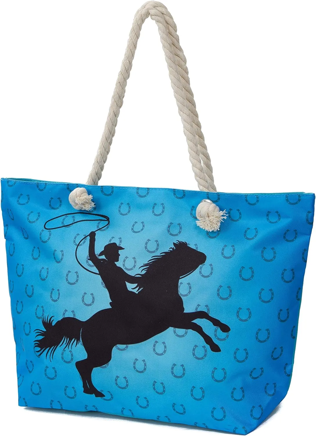 Large Beach Tote Bag, Top Zipper Boat Bag
