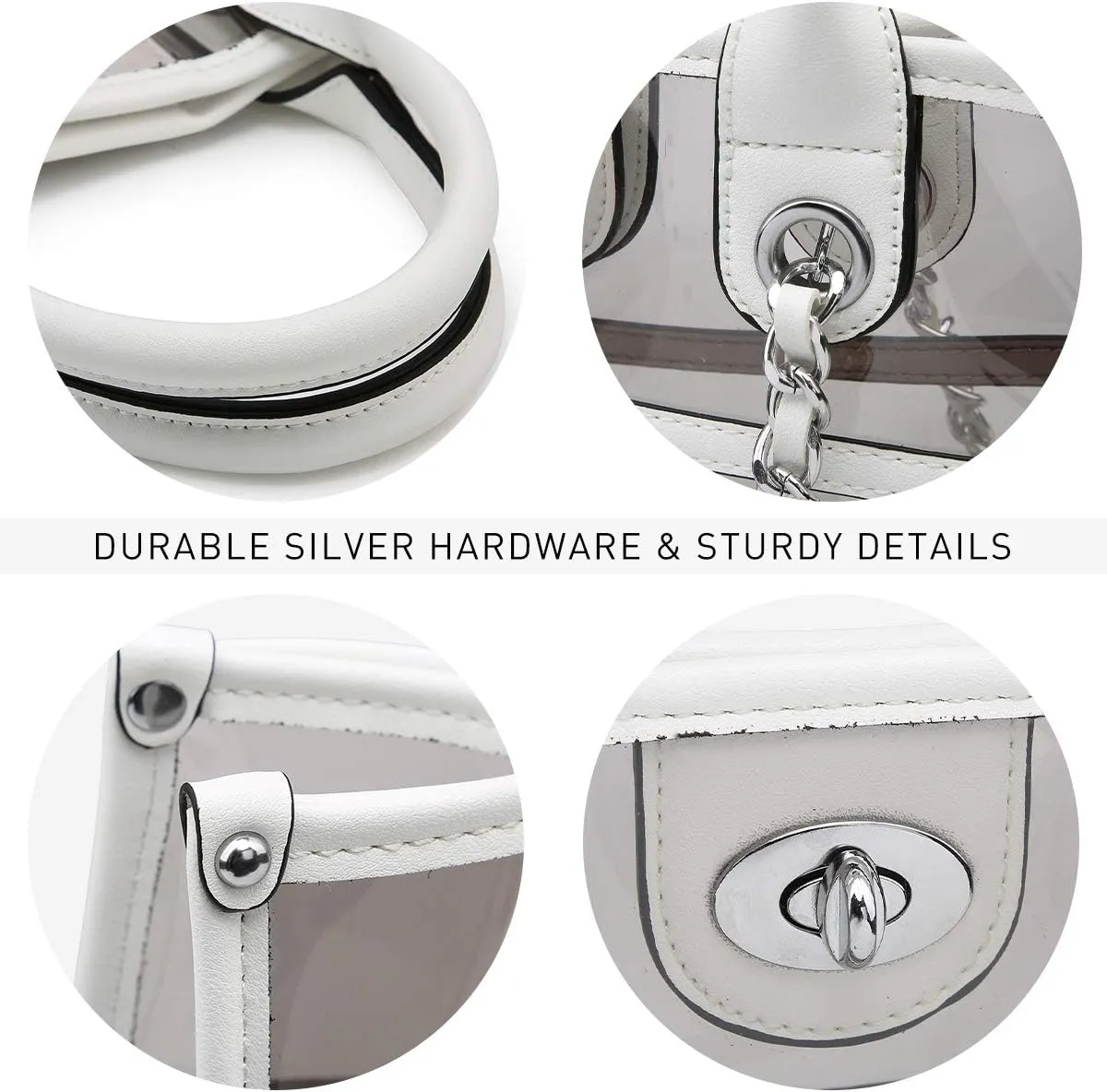 Large Clear Tote Bag Stadium Approved Women Clear Purse for Stadium Events Crossbody 2 in 1 Shoulder Work Bag
