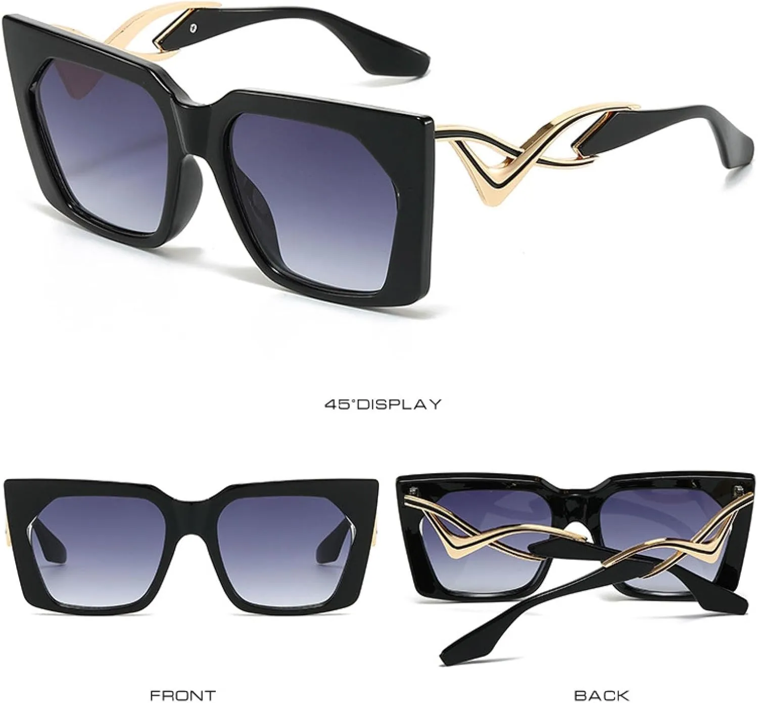 Large Frame Cat Eye Sunglasses for Women Men Fashion Vintage Metal Eyeglasses Travel Driving Shades Uv400