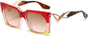 Large Frame Cat Eye Sunglasses for Women Men Fashion Vintage Metal Eyeglasses Travel Driving Shades Uv400